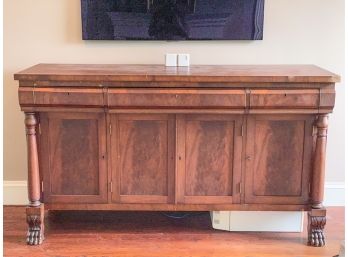 ANTIQUE EMPIRE SIDEBOARD ON CARVED CLAW FEET