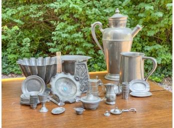 GENEROUS PEWTER LOT OF VARYING MAKERS & VINTAGES