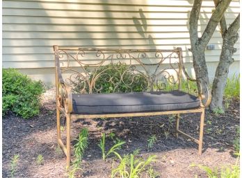 PAINTED AND WROUGHT GARDEN BENCH