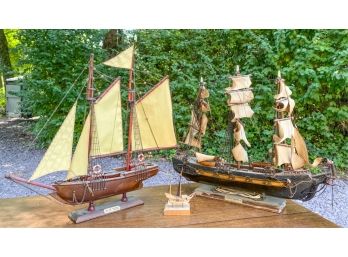 (2) DECORATIVE RIGGED SHIP'S MODELS & ANOTHER