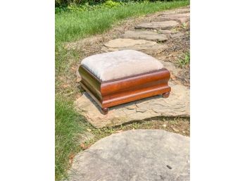 MAHOGANY HASSOCK WITH UPHOLSTERED TOP