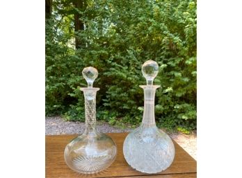 (2) EXCELLENT QUALITY CUT GLASS DECANTERS