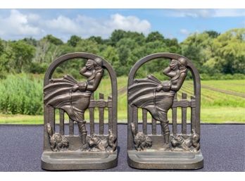 PR ACORN COMPANY 'MARCH GIRLS' CAST IRON BOOKENDS