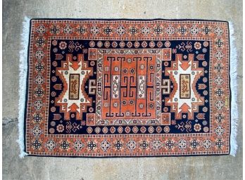 HAND KNOTTED ORIENTAL RUG NICE QUALITY SIGNED IN ARABIC SCRIPT