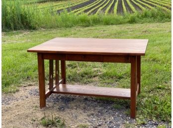 ARTS & CRAFTS ONE DRAWER LOW TABLE w PIERCED SIDES