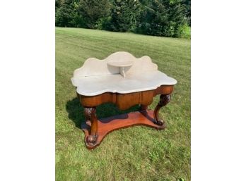 ANTIQUE EMPIRE MARBLE TOP HALL TABLE