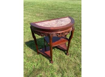 CHINESE CARVED ROSEWOOD HALF MOON TABLE