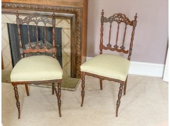 PAIR OF VICTORIAN CARVED AND PIERCED SIDE CHAIRS