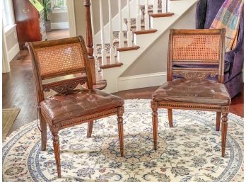PAIR OF FINE THEODORE ALEXANDER CANED BACK SIDE CHAIRS