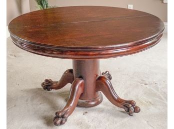 VICTORIAN ROUND TOP DINING TABLE ON LION PAW FEET