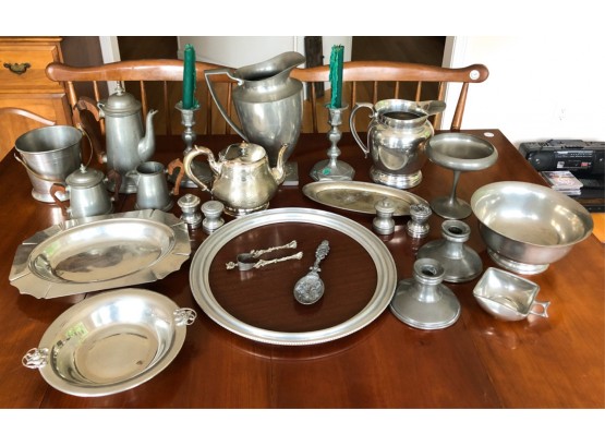 LARGE COLLECTION PEWTER WARES