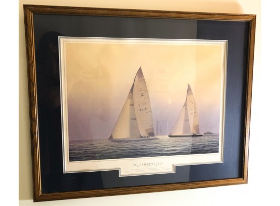 TIM THOMPSON PENCIL SIGNED AMERICAS CUP PRINT