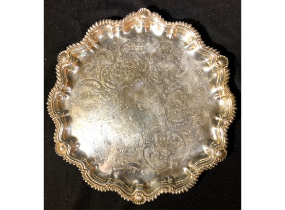 FINELY DECORATED FOOTED SILVER PLATED TRAY