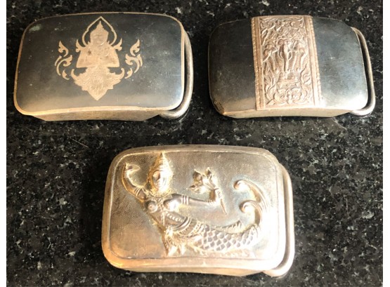 (3) STERLING SILVER BELT BUCKLES MADE IN SIAM
