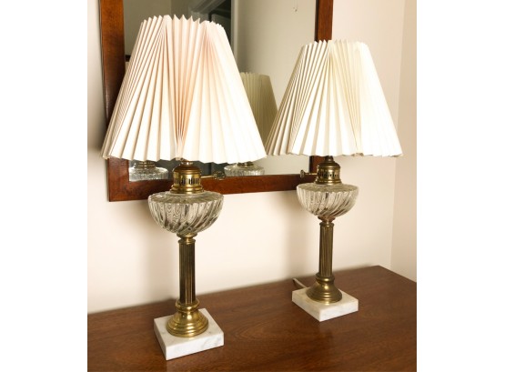 PAIR ELECTRIFIED OIL LAMPS