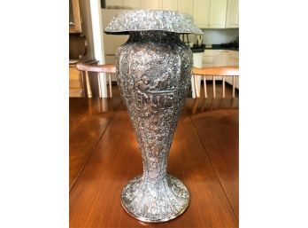 BARBOUR CO HAND HAMMERED SILVER PLATED VASE