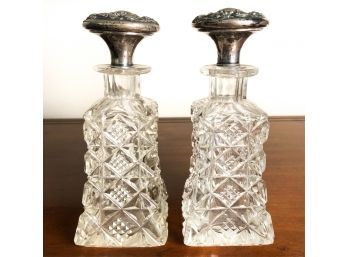 PR CUT GLASS PERFUMES W/ STERLING SILVER STOPPERS