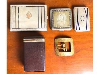 (4) CASES AND A BRASS BUCKLE