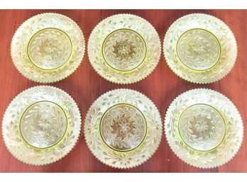 (6) CANARY YELLOW DEPRESSION GLASS PLATES