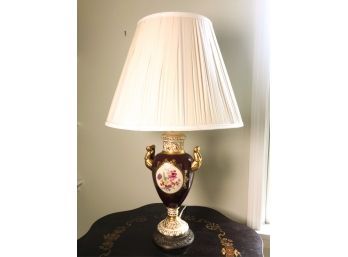 HAND PAINTED PORCELAIN  LAMP W/ BRASS BASE