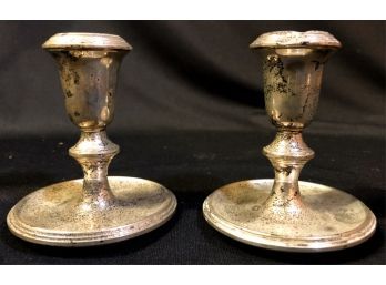 PAIR STERLING SILVER WEIGHTED CANDLESTICKS