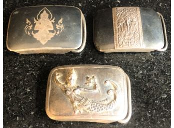 (3) STERLING SILVER BELT BUCKLES MADE IN SIAM