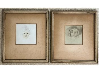 (2) FRAMED SIGNED SKETCHES OF YOUNG GIRLS