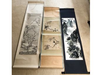 (3) ROLLED ASIAN SCROLL PAINTINGS