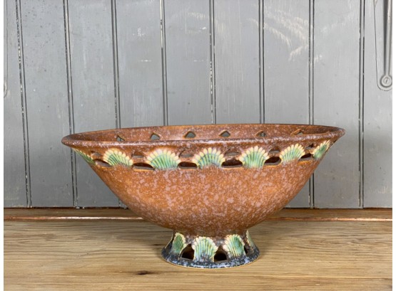 PIERCED AND FOOTED ROSEVILLE POTTERY CENTERPIECE