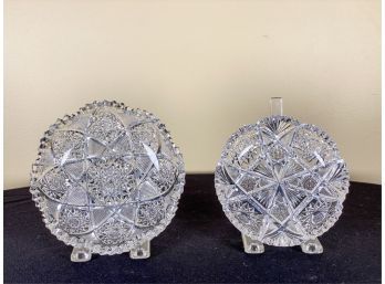 (2) NICE QUALITY CUT GLASS NUT DISHES