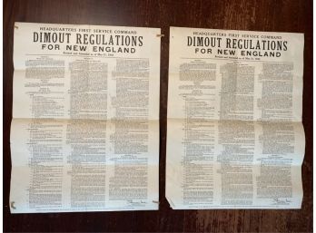 (2) WWII DIMOUT REGULATIONS FOR NEW ENGLAND POSTER