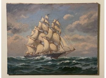 T. BAILEY 'THREE MASTED SHIP IN ROUGH SEAS'