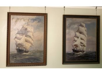 (2) T. BAILEY 'SHIPS ON THE HIGH SEAS' PAINTINGS