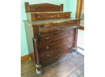 EMPIRE MAHOGANY CHEST WITH COLUMN FORM SUPPORTS
