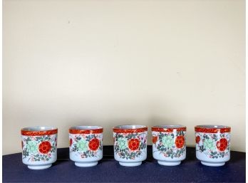 GROUP (6) HAND PAINTED ASIAN CUPS