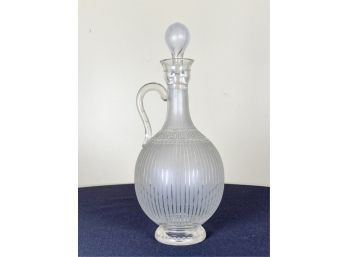 ETCHED GLASS DECANTER WITH GREEK KEY DECORATION