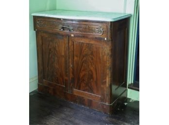 CARVED VICTORIAN MARBLE TOP COMMODE