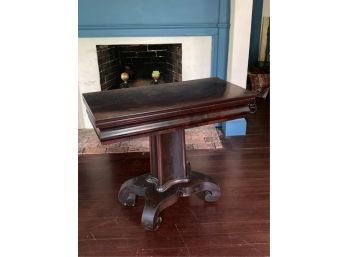 EMPIRE MAHOGANY GAME TABLE ON SCROLLED FEET