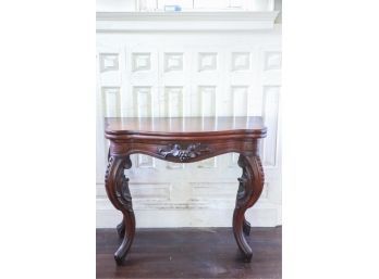 HEAVILY CARVED WALNUT VICTORIAN SERPENTINE  TABLE
