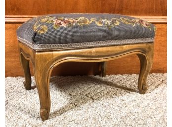 LOUIS XV STYLE FOOTSTOOL with EMBROIDERED CUSHION