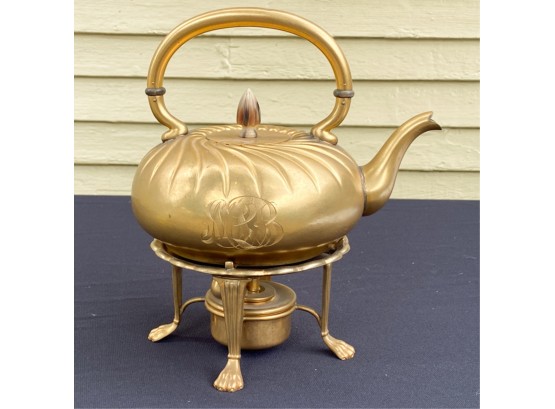 MONOGRAMMED GORHAM TEAPOT AND CHAFING BASE