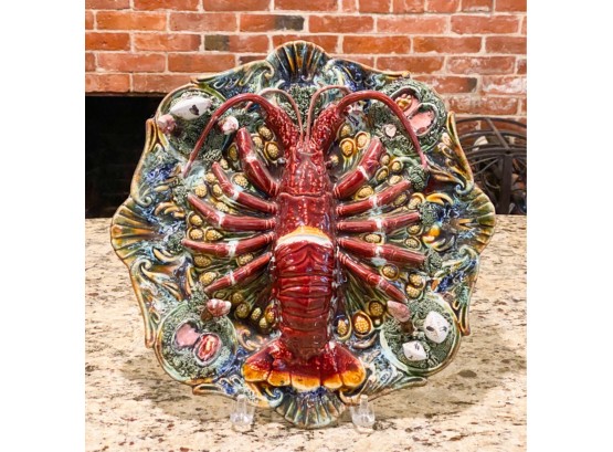 LARGE PALISSY WARE PLATE w SPINY LOBSTER