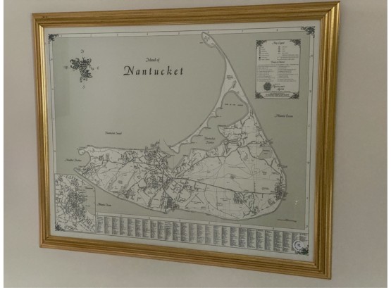 LARGE CUSTOM FRAMED 'MAP OF NANTUCKET'