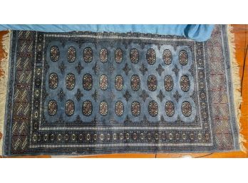 HAND WOVEN BOKHARA  AREA RUG IN ROBIN'S EGG BLUE