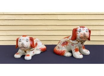 PAIR OF LARGE STAFFORDSHIRE STYLE DOGS