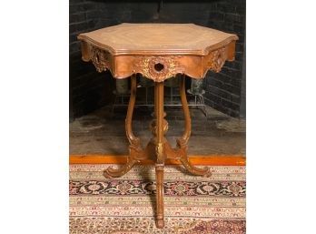 ITALIAN STYLE END TABLE WITH INLAID DECORATION