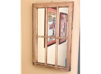 REPURPOSED WINDOW FRAME with MIRRORED BACKING