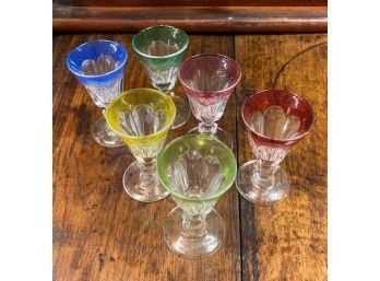 (6) CORDIALS WITH COLORED EDGES