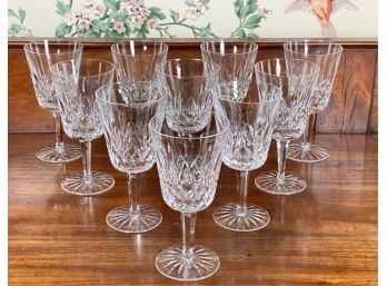 SET (10) WATERFORD CUT CRYSTAL WINE GOBLETS