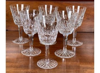 SET (6) WATERFORD CUT CRYSTAL WINE GLASSES